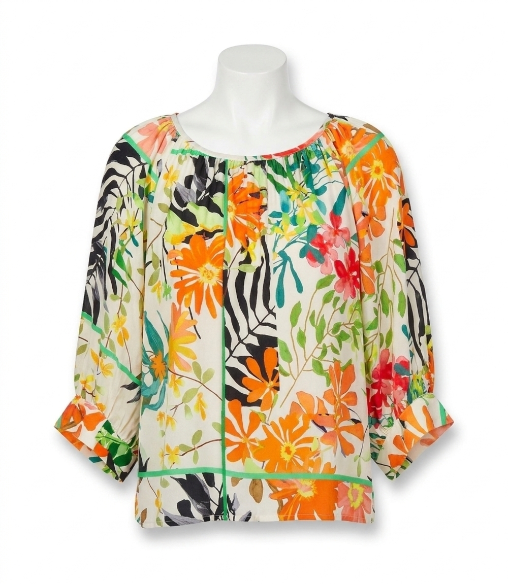 NEW KAREN KANE paiden blouson sleeve top in multi print